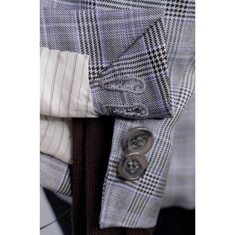 DAVID AUGUST Couture Blazer Men's 38XS Sport Coat Plaid Surgeon's Cuffs Jacket